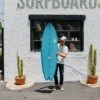 *USED* 5'10 Speed Quad #7458 -Almond Surfboards Store blue board 3 used