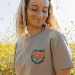 CA Poppy Tee | Sand -Almond Surfboards Store spring 25 37